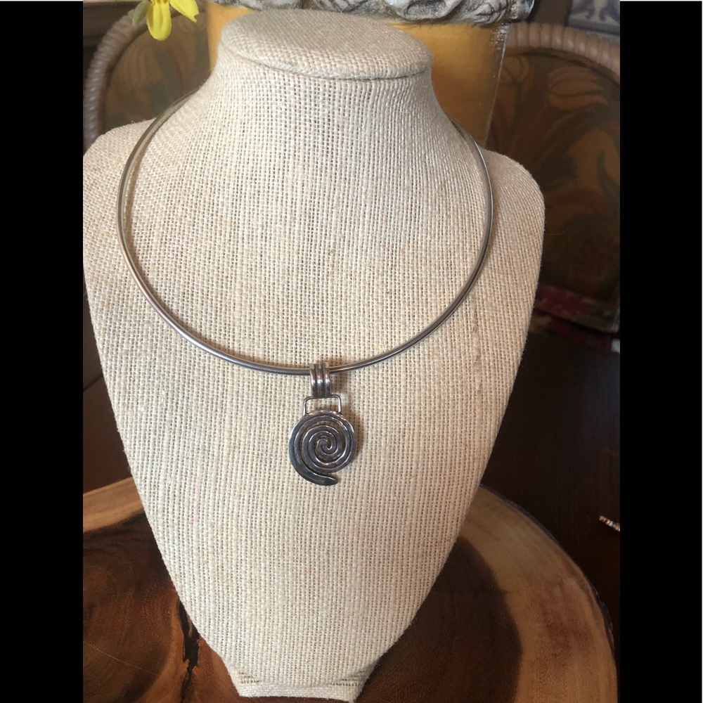 Circular Abstract/Aztec .925 Sterling Silver Pendant w/Hallmarks 1-3/4”